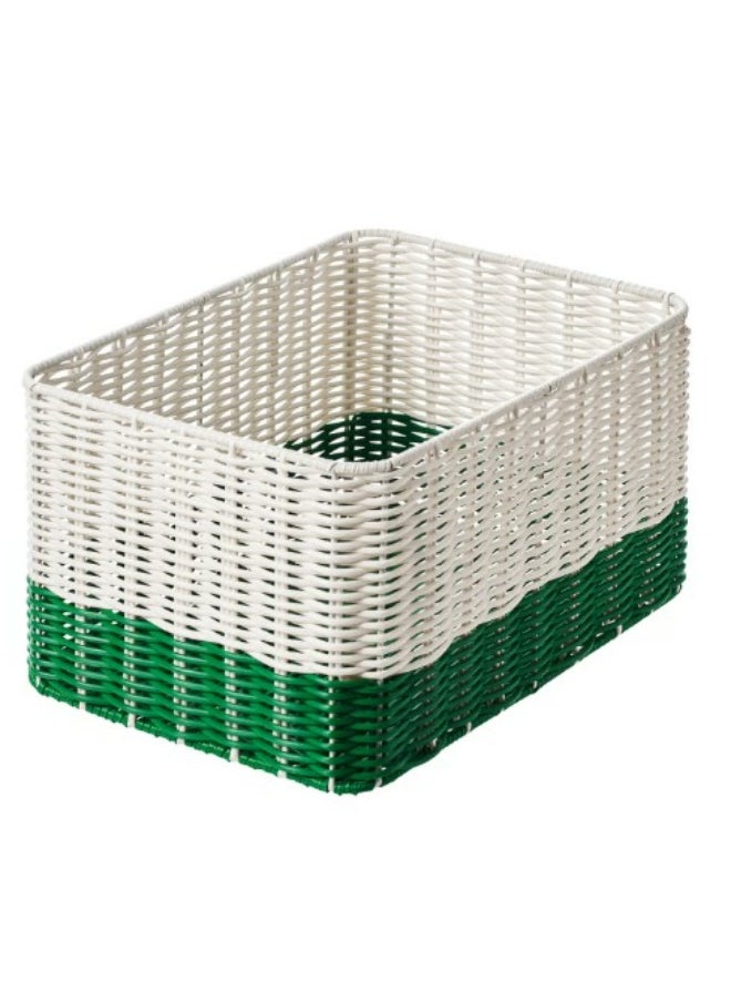 IKEA (IKEA) Basket, white/green, 25x35x19 cm  - Image 1