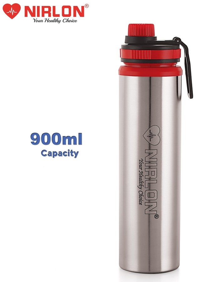 NIRLON Eco Star Stainless Steel Water Bottle 900ml, Water Sipper Bottles for Fridge, School,Gym,Home,Office,Boys, Girls, Kids, Leak Proof(Red Colour | Set of 1) - Image 2