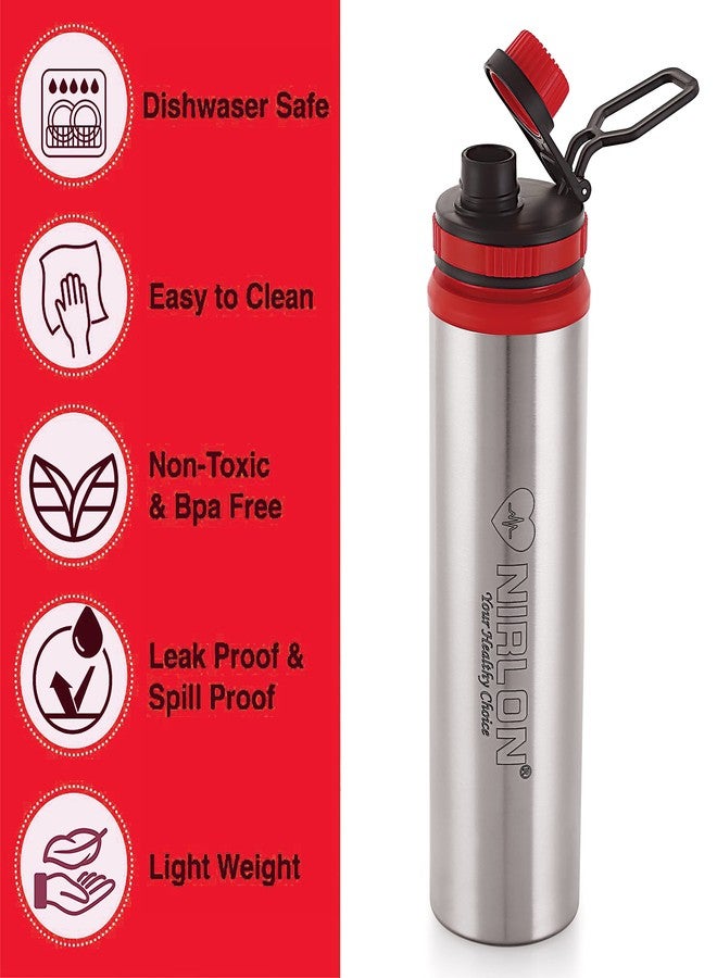 NIRLON Eco Star Stainless Steel Water Bottle 900ml, Water Sipper Bottles for Fridge, School,Gym,Home,Office,Boys, Girls, Kids, Leak Proof(Red Colour | Set of 1) - Image 3