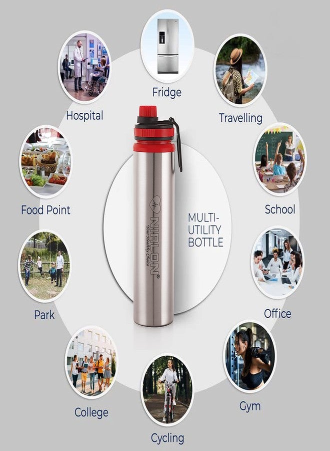 NIRLON Eco Star Stainless Steel Water Bottle 900ml, Water Sipper Bottles for Fridge, School,Gym,Home,Office,Boys, Girls, Kids, Leak Proof(Red Colour | Set of 1) - Image 5