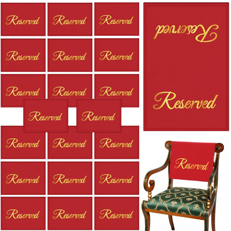 Chengu 20 Pack Reserved Seating Signs Reserved Chair Signs Church Pew Reserved Signs Reserved Cloths Placeholder for Wedding Meeting or Event 1181 x 1772 Inches Red 