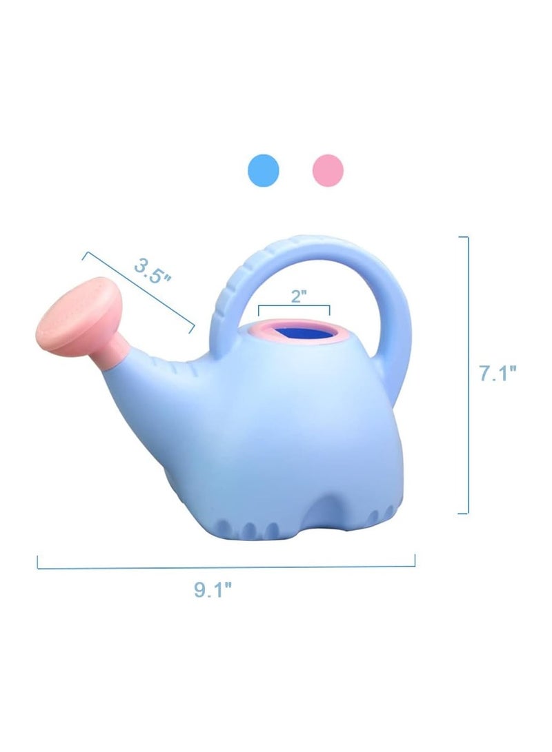 Generic Gallon Plastic Watering Can Small Lightweight Cute Indoor Outdoor Garden Plants, Watering Can with Shower Head Elephant: Blue Body Pink Head  - Image 2