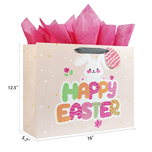 Bobobag 16" Large Easter Gift Bag with Tissue Paper for kids,Easter Egg Hunts - Image 2