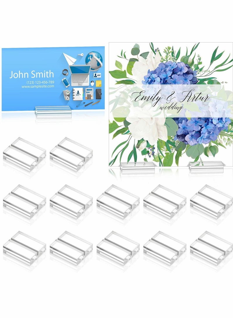 Generic Acrylic Stand, Card Holder Desk Number, Holds 1.2 Inch Card Holder Clear Card Display Holder for Dining Table Shop Office Wedding Photo Painting Business Card Holder (12 Pieces)  - Image 1