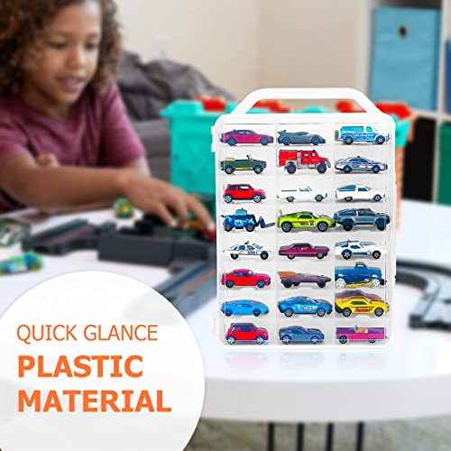 KISLANE Double Sided Storage Case for 48 Toy Cars, Matchbox Cars, Portable Transparent Storage Case with 48 Compartments, Case Only (Transparent)… - Image 5