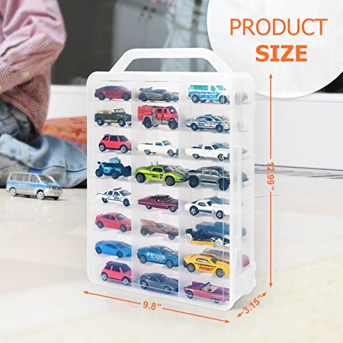 KISLANE Double Sided Storage Case for 48 Toy Cars, Matchbox Cars, Portable Transparent Storage Case with 48 Compartments, Case Only (Transparent)… - Image 3
