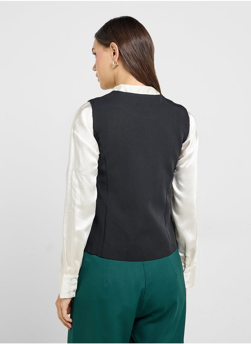 ELLA Vest With Slant Cut Buttons  - Image 2