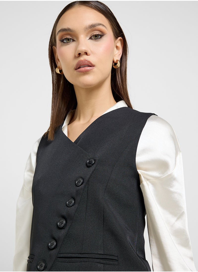 ELLA Vest With Slant Cut Buttons  - Image 3