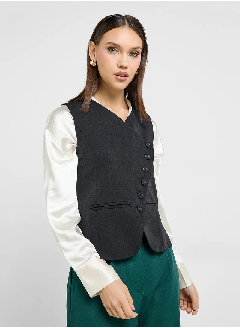 ELLA Vest With Slant Cut Buttons