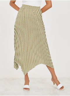 Handkerchief Hem Pleated Midi Skirt