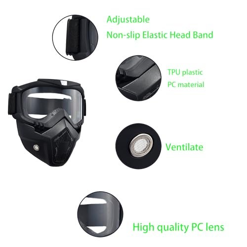 PLOOTA Dirt Bike Goggles Motorcycle Motocross Goggles for Men Women ATV Goggles Offroad Goggles Riding Racing Goggles for Youth Adult MTB Goggles Motorcycle Face Mask Full Face (P-ClearLens) - Image 3