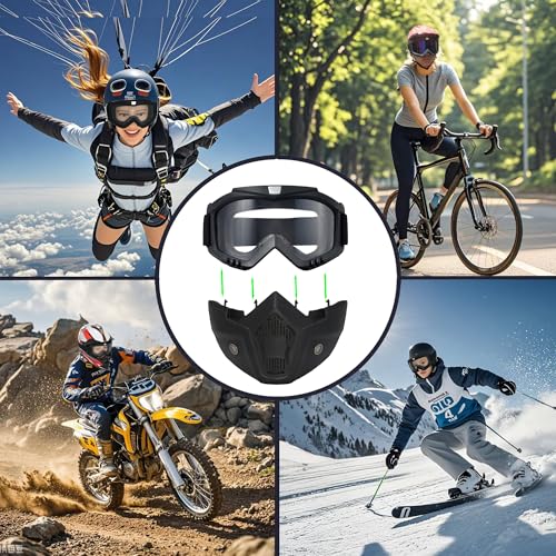 PLOOTA Dirt Bike Goggles Motorcycle Motocross Goggles for Men Women ATV Goggles Offroad Goggles Riding Racing Goggles for Youth Adult MTB Goggles Motorcycle Face Mask Full Face (P-ClearLens) - Image 4