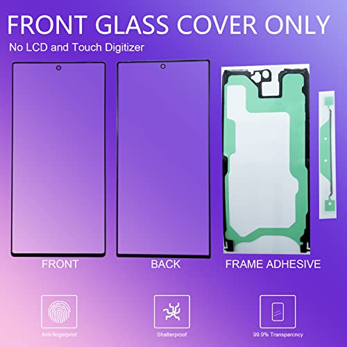 Agzssl for Samsung Galaxy Note 10 Plus Front Glass Repair Kit Screen Replacement 6.8 inch Outer Screen Glass incl Waterpoof Frame Adhesive,Repair Glue and Lamp Tool (No Digitizer,No LCD) - Image 5