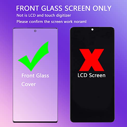 Agzssl for Samsung Galaxy Note 10 Plus Front Glass Repair Kit Screen Replacement 6.8 inch Outer Screen Glass incl Waterpoof Frame Adhesive,Repair Glue and Lamp Tool (No Digitizer,No LCD) - Image 2