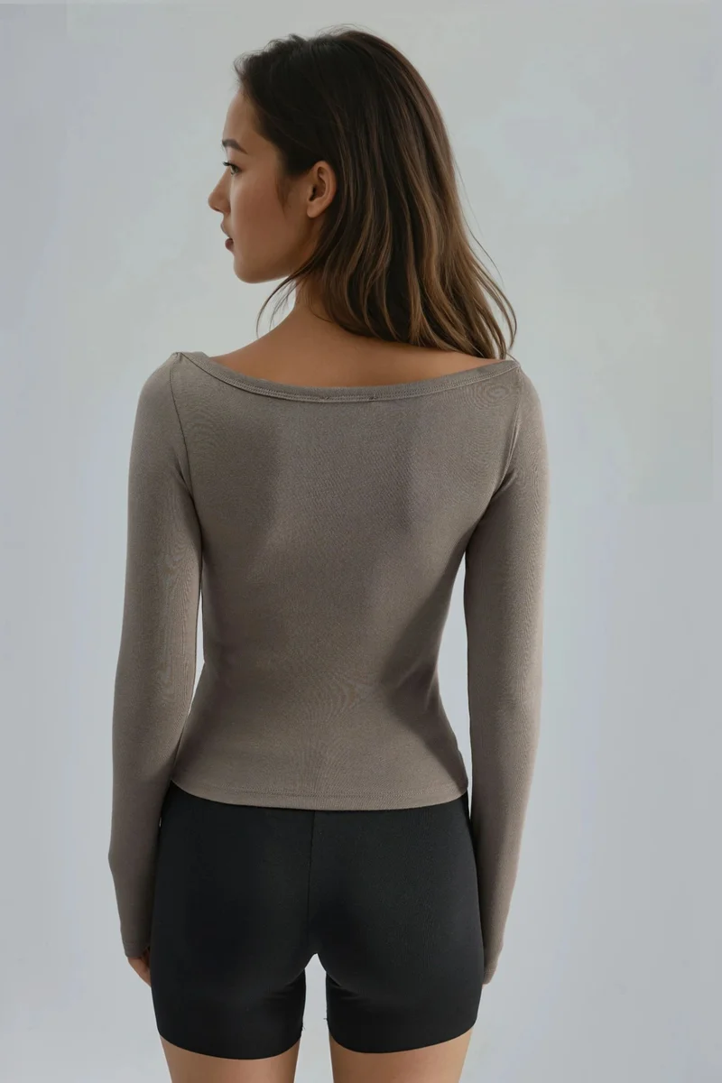 Busem BUSEM Slim Fit Ribbed Boat Neck Blouse