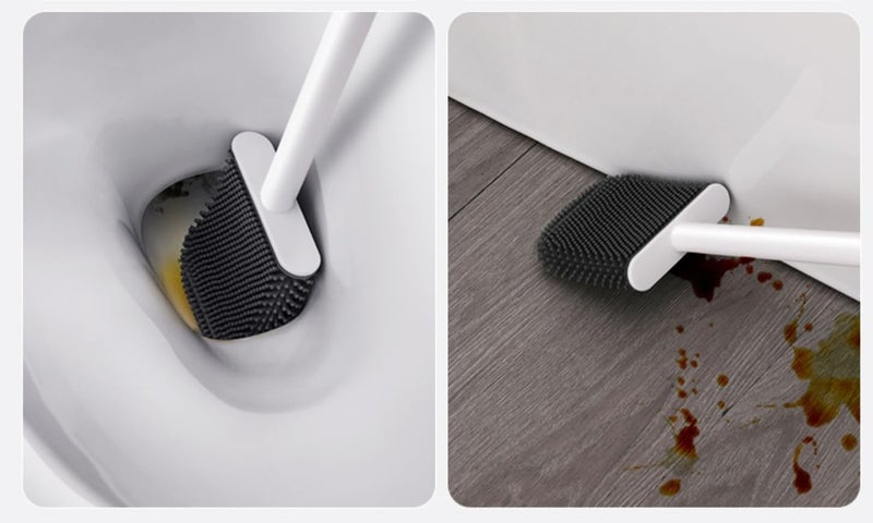 FYCAN Wall-Mounted Toilet Cleaning Siilicone Soft Brush with Self-Adhesive Holder for Bathroom, Toilet, Washbasin - Image 3