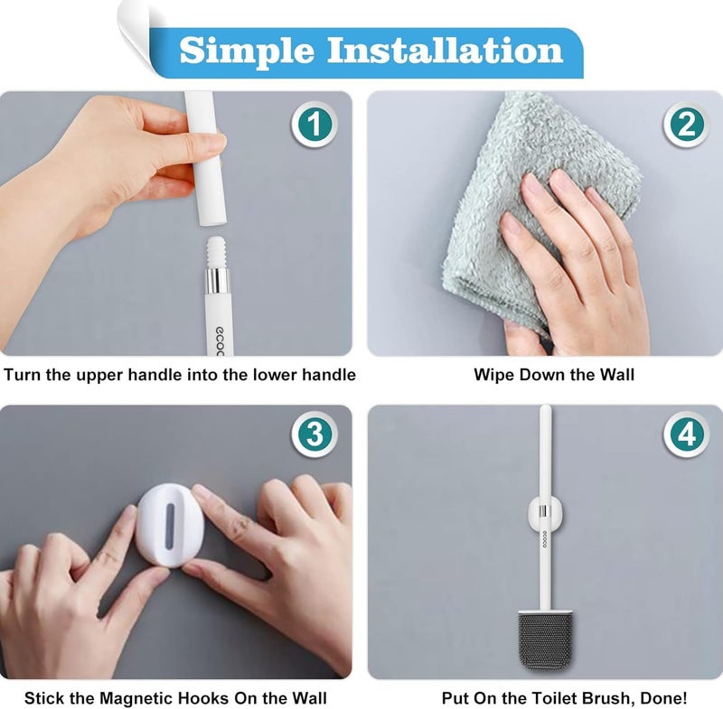 FYCAN Wall-Mounted Toilet Cleaning Siilicone Soft Brush with Self-Adhesive Holder for Bathroom, Toilet, Washbasin - Image 2