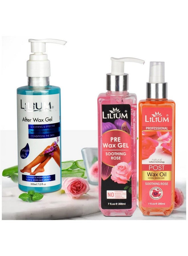 Lilium Pre Wax Gel & After Wax Gel With Post Wax Oil, 200ML Each | For Soothing Rose & Aloe-Vera Soft And Nourishing The Skin | No Parabens, No Mineral Oils, No Harmful Chemicals, Pack Of 3 - Image 3
