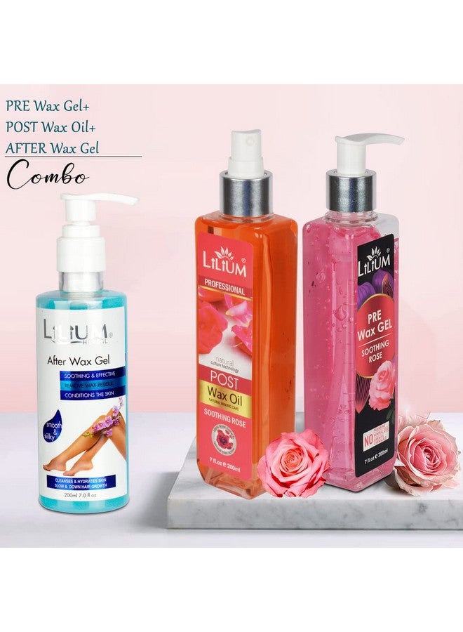 Lilium Pre Wax Gel & After Wax Gel With Post Wax Oil, 200ML Each | For Soothing Rose & Aloe-Vera Soft And Nourishing The Skin | No Parabens, No Mineral Oils, No Harmful Chemicals, Pack Of 3 - Image 2