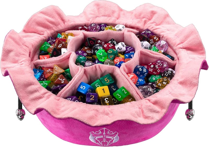 CARDKINGPRO Immense Dice Bags with Pockets - Pink - Capacity 150+ Dice - Great Organizer for Dice Hoarders, Perfect for Dungeons and Dragons [Patented Design] - Image 1