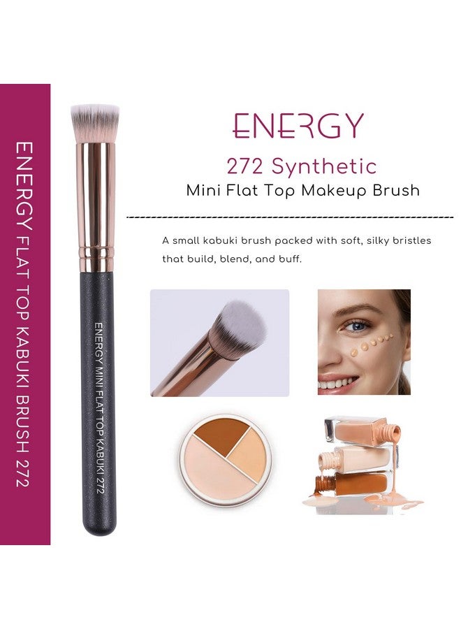 Energy Small Foundation Brush Small Flat Top Concealer Brush Under Eye For Settingbuffingblending With Liquid Cream Powder Cosmetics Vegan Synthetic Bristles Face Makeup Brush - Image 2