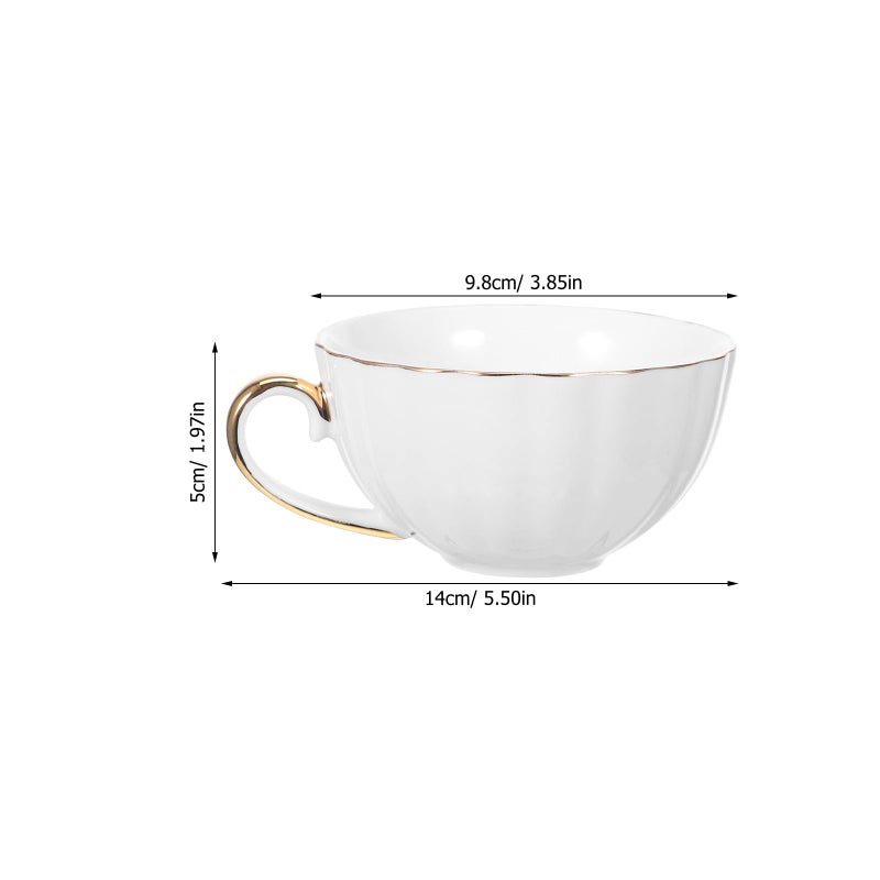Porcelain Coffee Cup And Saucer Set With Gold Rim 220ml For Cappuccino Latte Mocha - Image 3