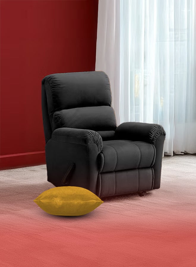 باك كومفرت طقم الجلسة المريحة | كرسي استرخاء مخملي أسود + كوشن ذهبي 45x45 سم - Image 4