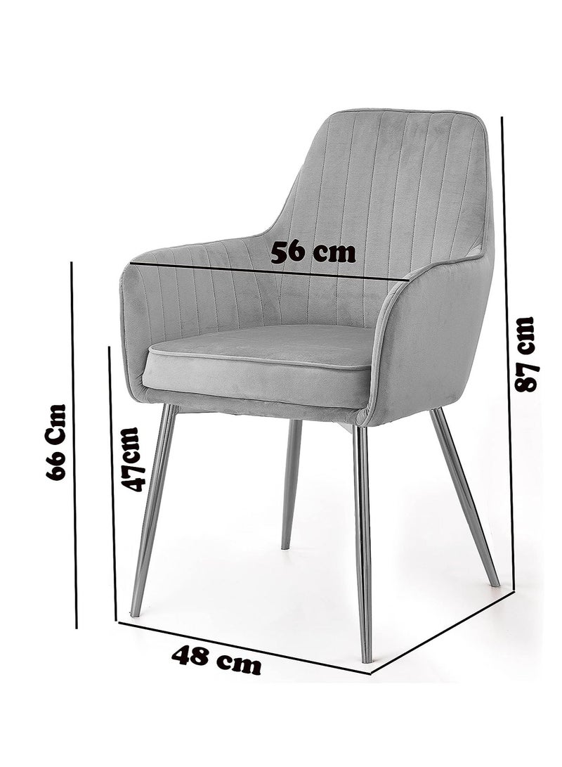 Generic Kitchen Chair Soft Velvet Seat and Back With Thick Cushion Metal Legs Armchairs for Dining and Living Room  - Image 5