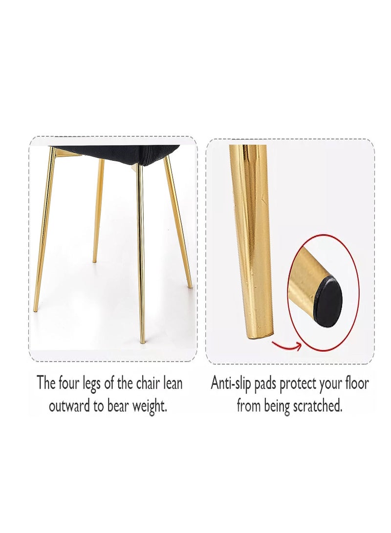 Generic Kitchen Chair Soft Velvet Seat and Back With Thick Cushion Metal Legs Armchairs for Dining and Living Room  - Image 2