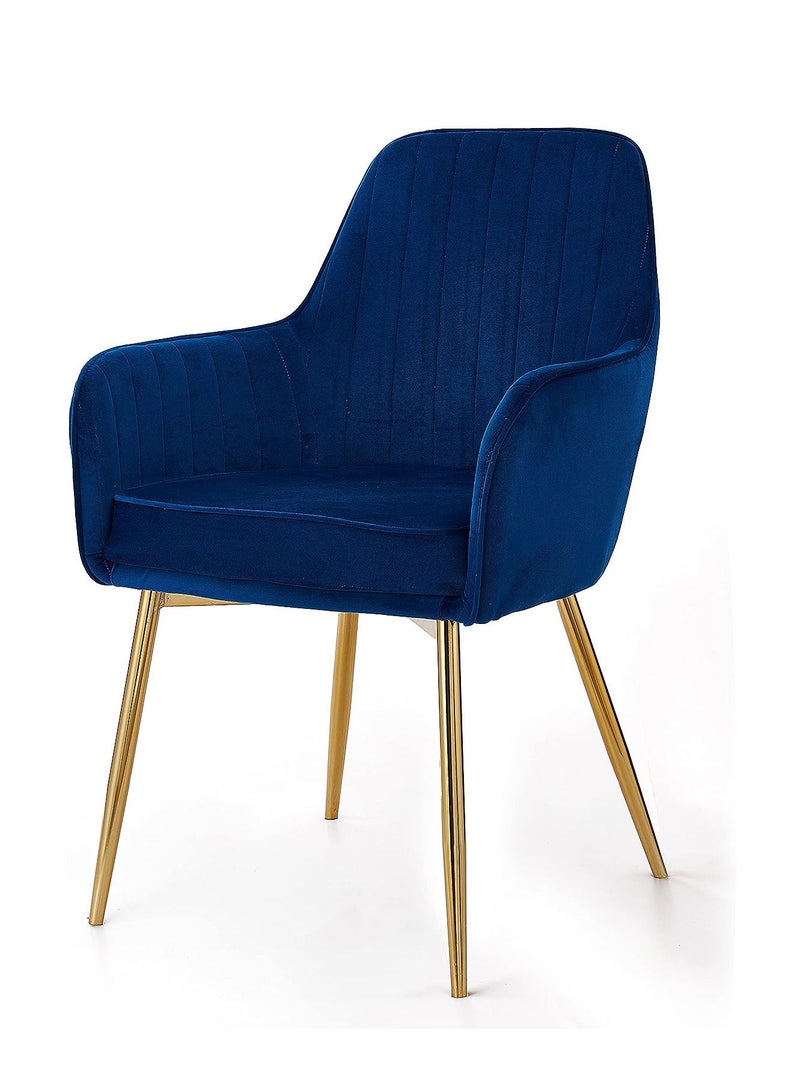 Generic Kitchen Chair Soft Velvet Seat and Back With Thick Cushion Metal Legs Armchairs for Dining and Living Room  - Image 1