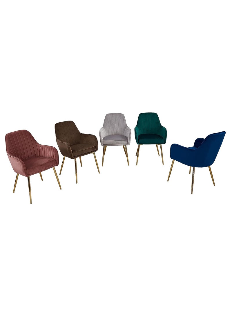 Generic Kitchen Chair Soft Velvet Seat and Back With Thick Cushion Metal Legs Armchairs for Dining and Living Room  - Image 3