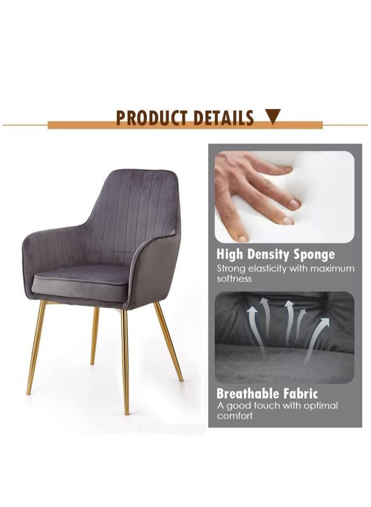 Generic Kitchen Chair Soft Velvet Seat and Back With Thick Cushion Metal Legs Armchairs for Dining and Living Room  - Image 4