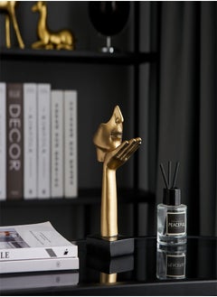 KASTWAVE Gold Thinker Statues Decor Art, Women Face Sculpture, Modern Collectible Figurine Table Decorations for Living Room Bedroom Office Desktop, Supporting  - Image 1