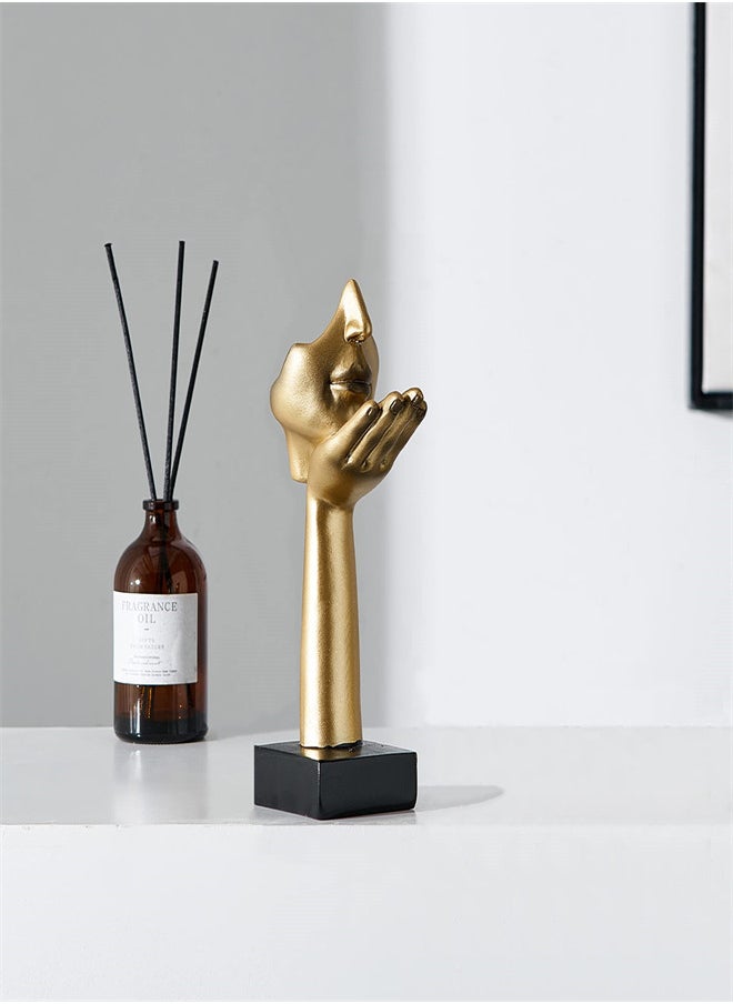 Gold Thinker Statues Decor Art, Women Face Sculpture, Modern Collectible Figurine Table Decorations for Living Room Bedroom Office Desktop, Supporting