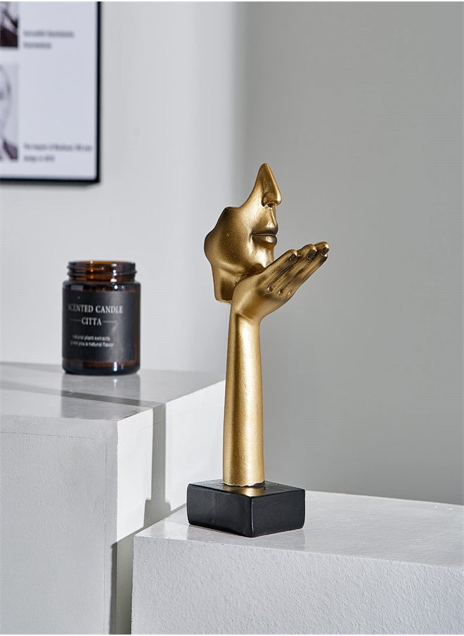 Gold Thinker Statues Decor Art, Women Face Sculpture, Modern Collectible Figurine Table Decorations for Living Room Bedroom Office Desktop, Supporting