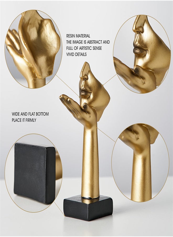 Gold Thinker Statues Decor Art, Women Face Sculpture, Modern Collectible Figurine Table Decorations for Living Room Bedroom Office Desktop, Supporting