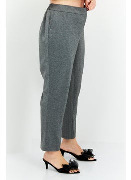 Bar III Women Plus Size Textured Tapered Pants, Grey  - Image 3