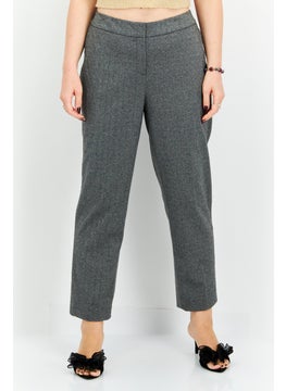Bar III Women Plus Size Textured Tapered Pants, Grey  - Image 1