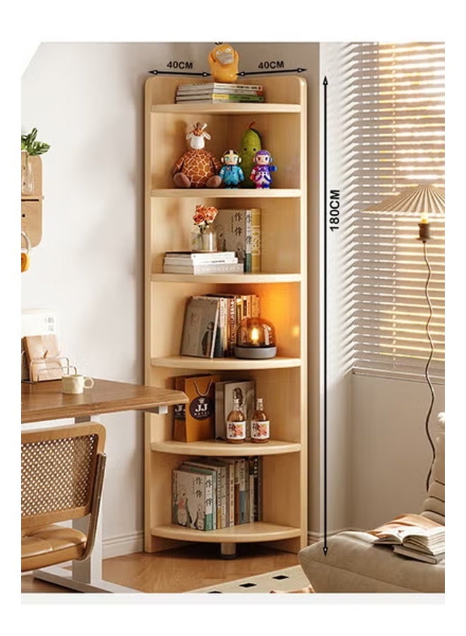 كيكي رف تخزين زاوية من الخشب الصلب على شكل مروحة لغرفة المعيشة خزانة مثلثة على الأرضية خزانة حائط رف كتب 40*40*180 سم - Image 3