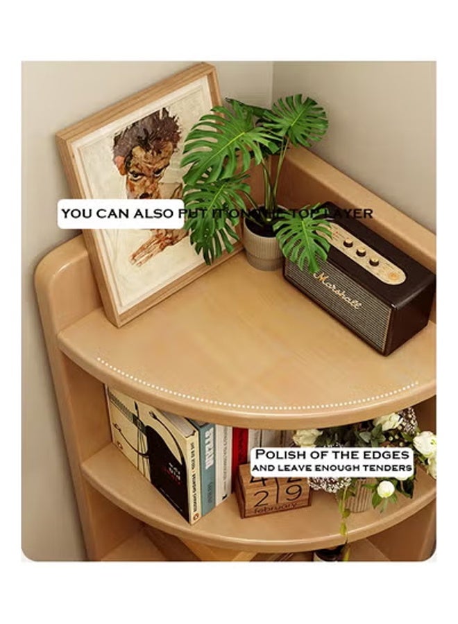 كيكي رف تخزين زاوية من الخشب الصلب على شكل مروحة لغرفة المعيشة خزانة مثلثة على الأرضية خزانة حائط رف كتب 40*40*180 سم - Image 5