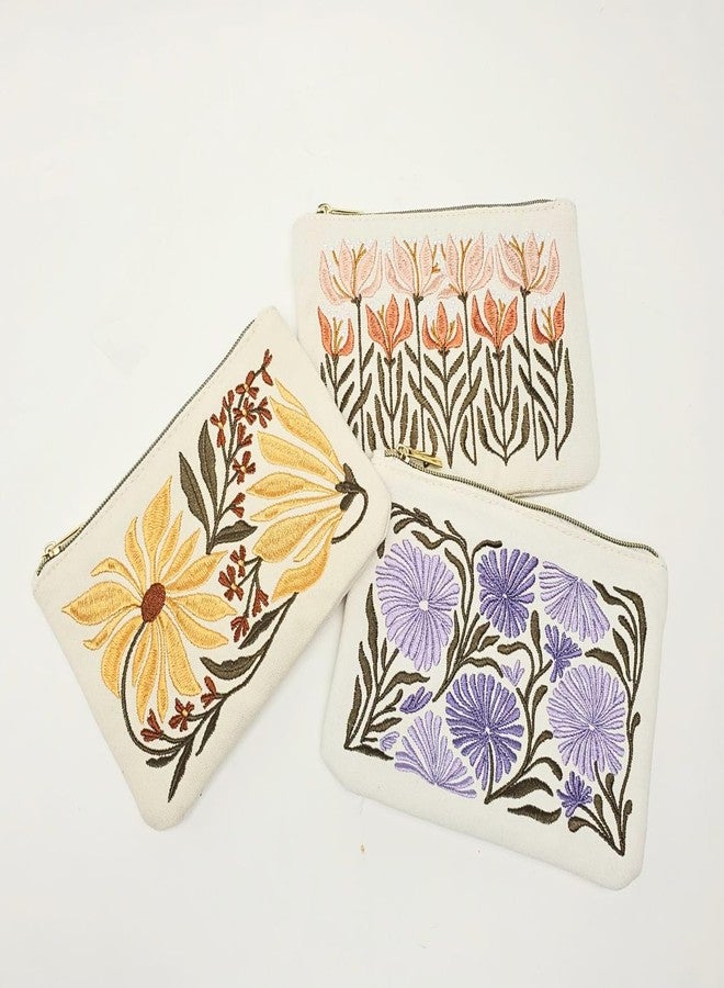 Lady Jayne Women’s Accessory Pouch with Embroidered Design, Zipper, Lining and Tassel - Bag for Travel or Daily Essentials, 8” x 5.5” - Flower Market Lily (80920) - Image 2