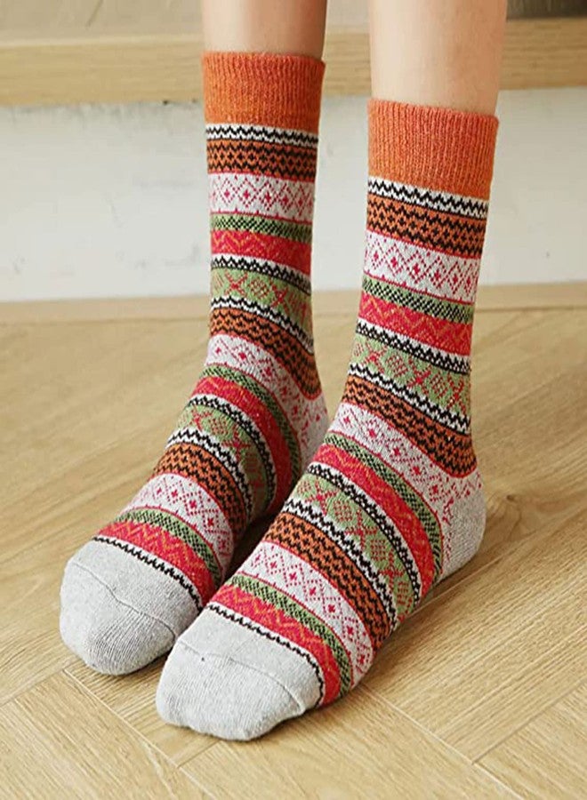 Joylife Ethnic Print Crew Socks Stripes Pattern Quartz Socks Vintage Colorful Cozy Socks for Women, Ladies, Girls, 5 Pack, Stripes - Image 4