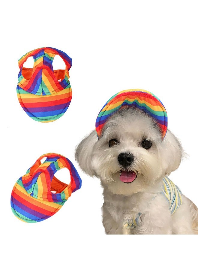 AUOCATTAIL Dog Hat for Small Medium Dogs Rainbow Summer Fall Hat Cap Adjustable Breathable Design Protection Outdoor All Season (Small) - Image 1