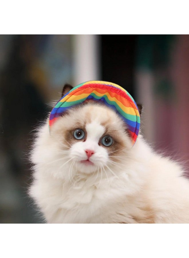 AUOCATTAIL Dog Hat for Small Medium Dogs Rainbow Summer Fall Hat Cap Adjustable Breathable Design Protection Outdoor All Season (Small) - Image 3