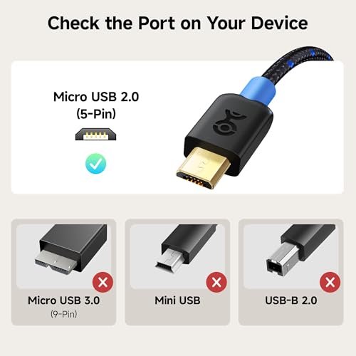 Cable Matters Braided USB C to Micro USB Cable - 1ft, [3A/15W Charging, 480Mbps Data] MicroUSB to USBC Cable, Micro-B 2.0 Cord for Game Controller, Camera, GPS, Dash Cam, and More, Black - Image 2