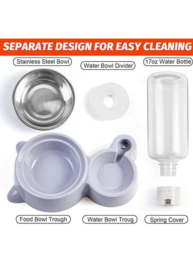 SKY-TOUCH Cat Dog Food Dish Bowl Pet Food Dish Bowl And Auto Gravity Pet Water Dispenser Cat Bowl Set For Small Medium Dogs And Cats Grey - Image 3