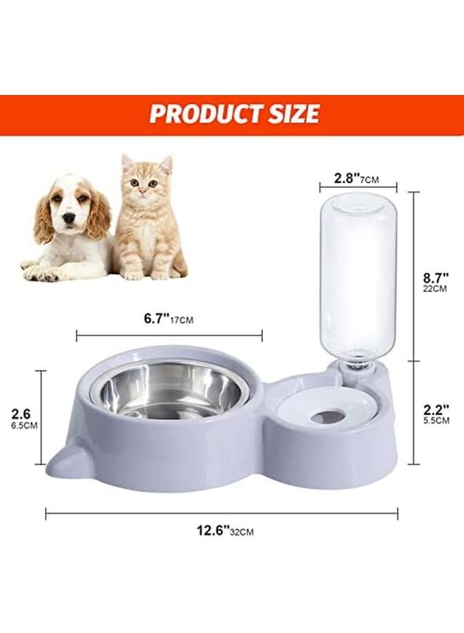 SKY-TOUCH Cat Dog Food Dish Bowl Pet Food Dish Bowl And Auto Gravity Pet Water Dispenser Cat Bowl Set For Small Medium Dogs And Cats Grey - Image 4