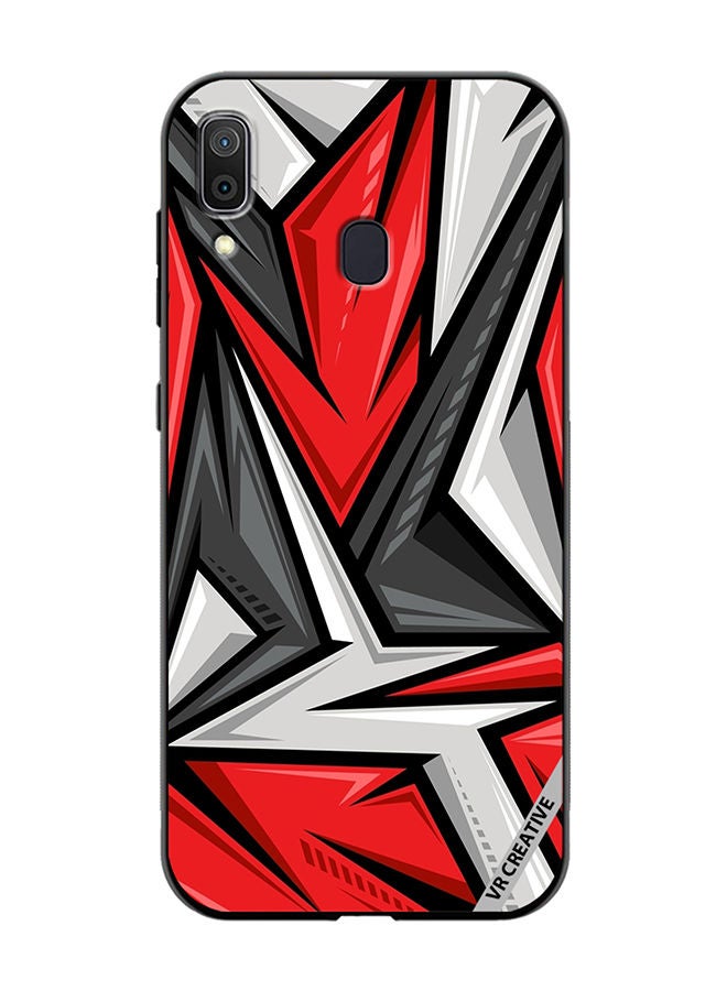 VR CREATIVE Protective Case Cover For Samsung Galaxy A30 Texture Sports Racing Style Red Color Design Multicolour - Image 1