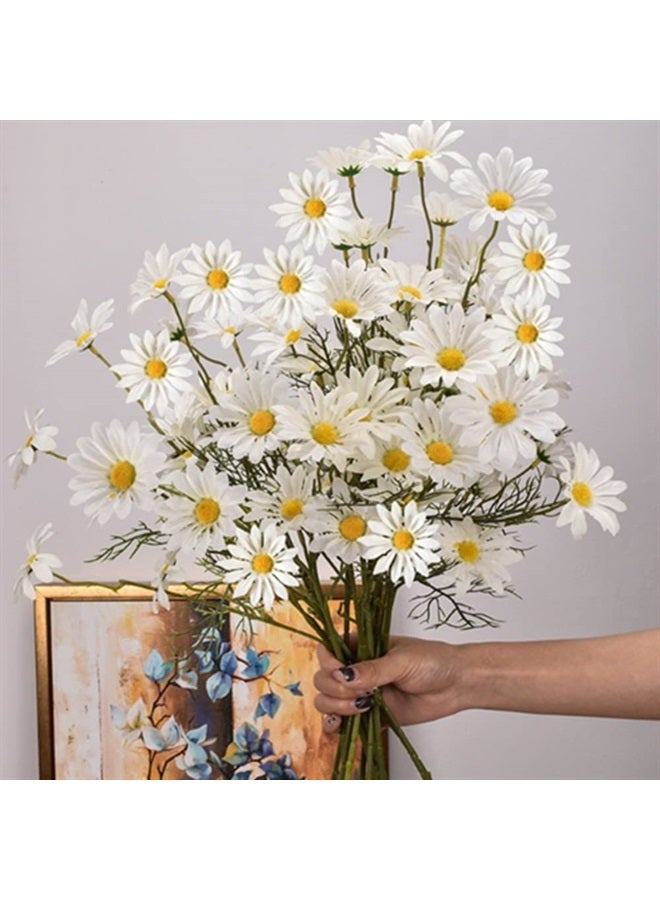 OUKEYI Artificial Flowers 12 Bundles Artificial Silk Daisy Fake Flowers UV Resistant Outdoor Fake Wildflowers with Stems Greenery Shrubs Plants Arrangements for Home Garden for Decoration (White) - Image 4