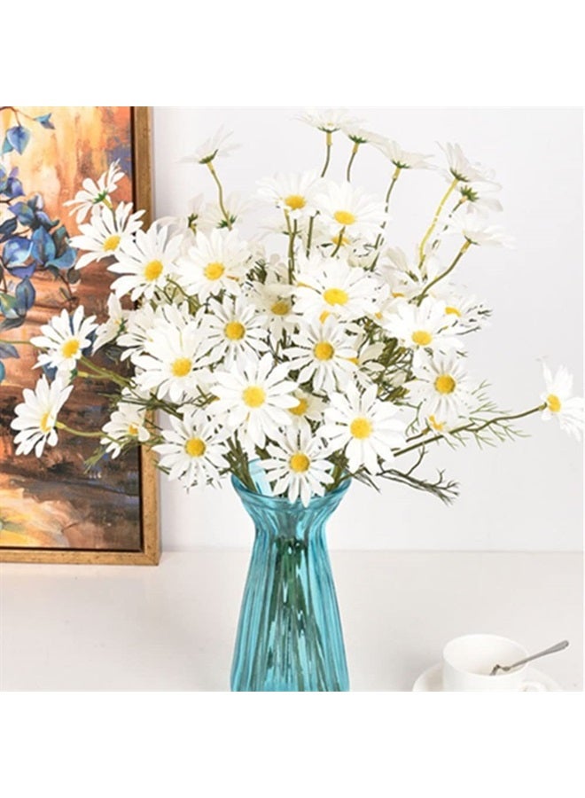 OUKEYI Artificial Flowers 12 Bundles Artificial Silk Daisy Fake Flowers UV Resistant Outdoor Fake Wildflowers with Stems Greenery Shrubs Plants Arrangements for Home Garden for Decoration (White) - Image 2